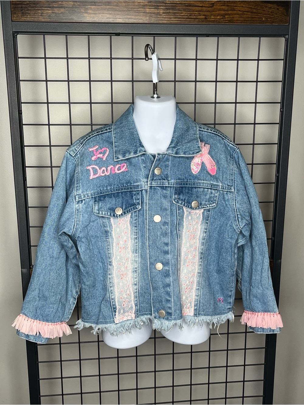 Designs by Marsha Kids Denim Jacket with Pink Dance Embroidery size 5